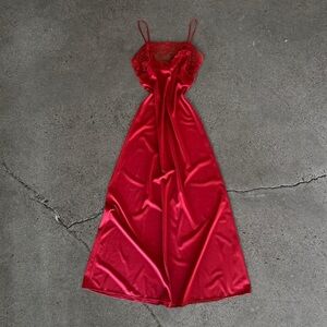 Elegant Red Lace Slip Dress